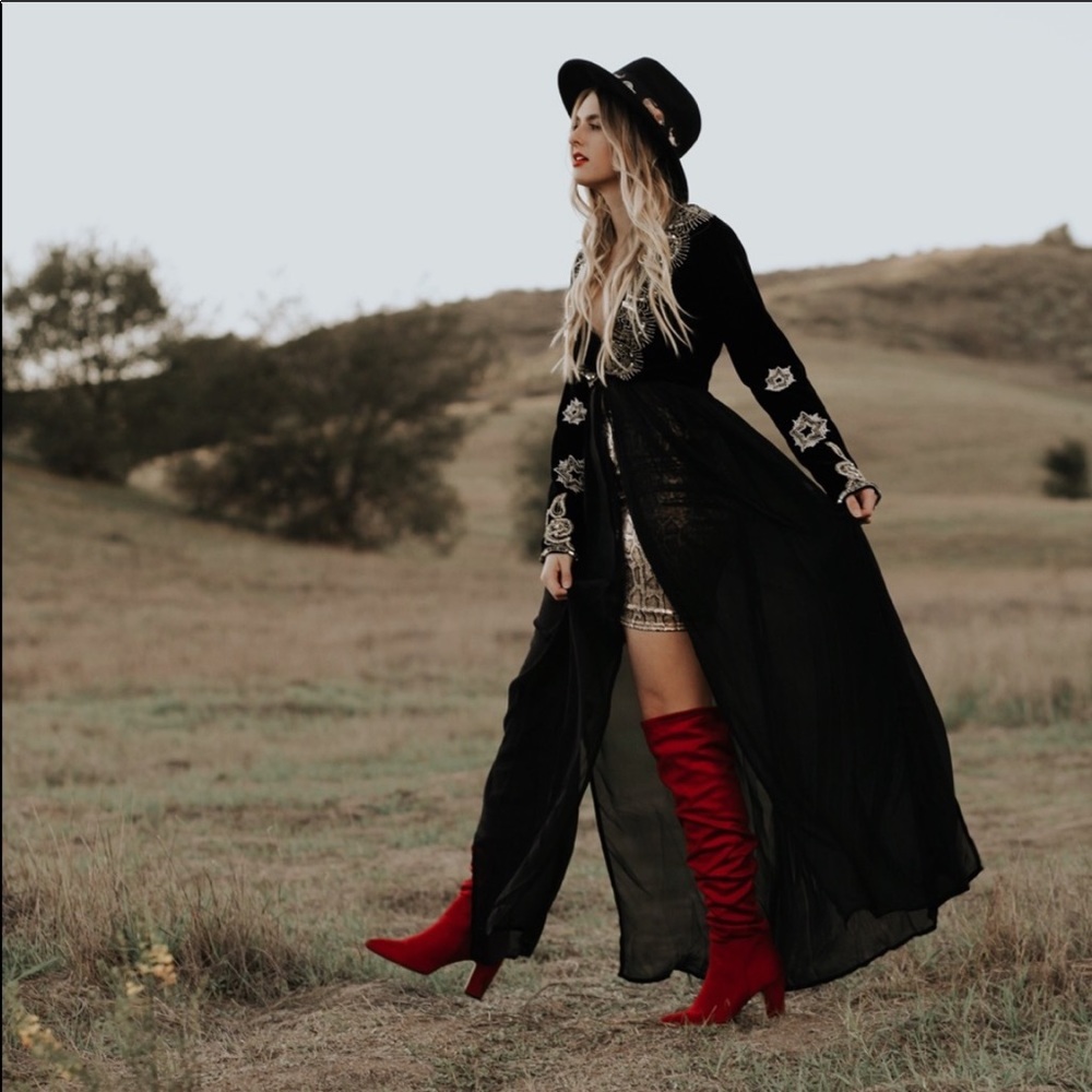 Nasty Gal Velvet/Sheer Maxi Dress